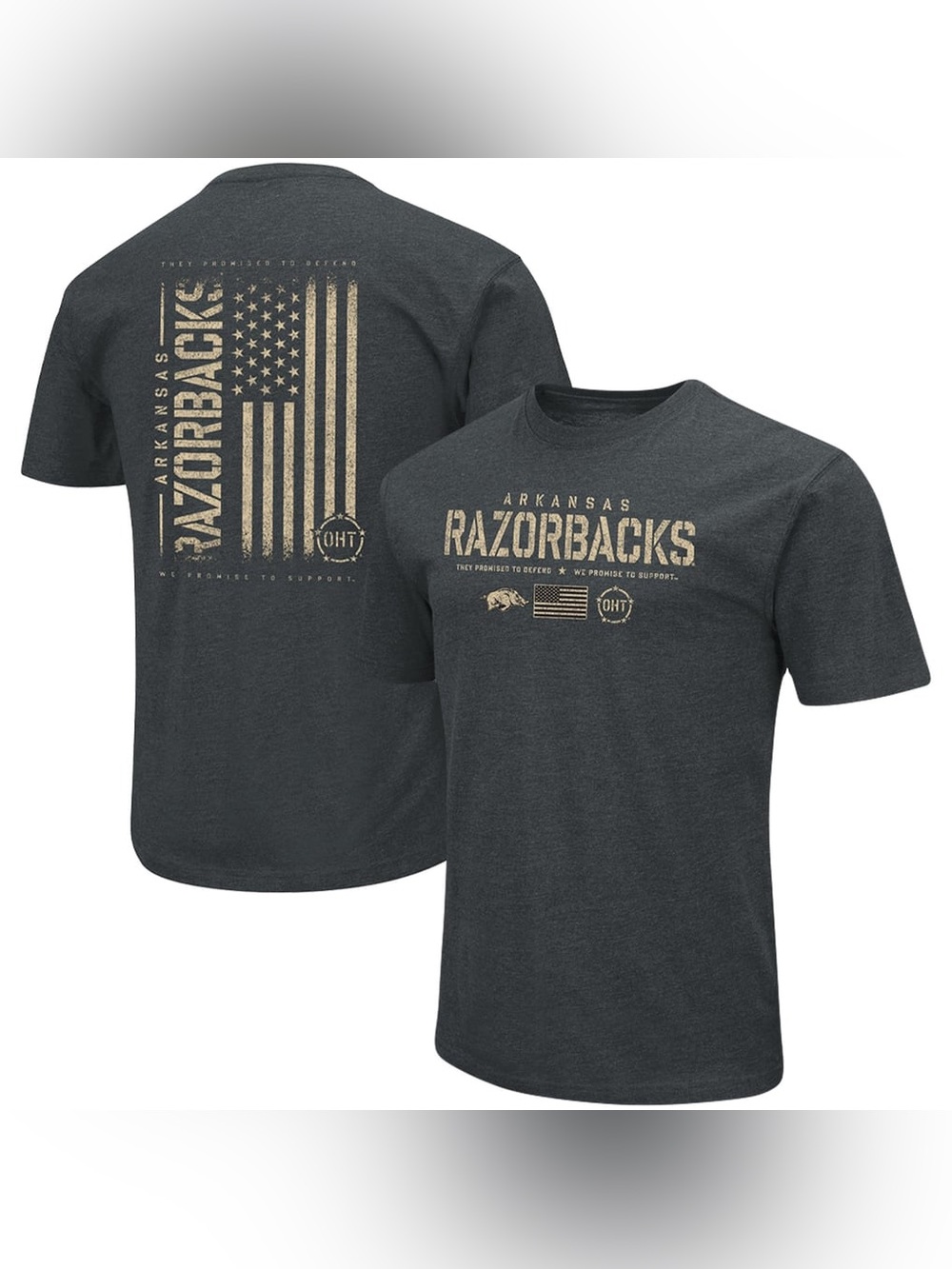 Men's Colosseum Arkansas Razorbacks OHT Military Appreciation Flag T-Shirt | XXL